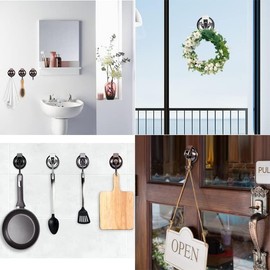 Strong Suction Cup Hook, Vacuum 2 Pieces, Load Capacity 11.0 lbs (5 kg), Wall Hook, Repeatedly Usable, Wall Hook, Won't Scratch, Bathroom, Bath, Kitchen, Office, Living Room, ABS Resin, Copper Red