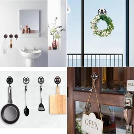 Strong Suction Cup Hook, Vacuum 2 Pieces, Load Capacity 11.0 lbs (5 kg), Wall Hook, Repeatedly Usable, Wall Hook, Won't Scratch, Bathroom, Bath, Kitchen, Office, Living Room, ABS Resin, Copper Red