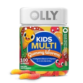 OLLY Kids Multivitamin Gummy Worms, Overall Health and Immune Support, Vitamins and Minerals A, C, D, E, Bs and Zinc, Kids Chewable Supplement, Sour F