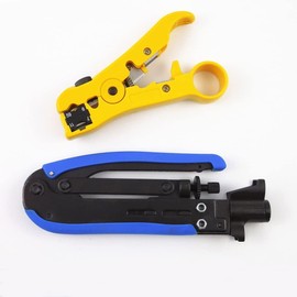 ZONADAH F-Connector Crimper Stripper Cutter Set for Coax Coaxial Cable RG6 RG59 RG11 Hand Compression Crimping Cutting TV Cable Hand Tool 20x F Compression connectors Included