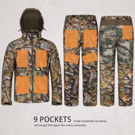 UIIHUNT Hunting Clothes for Men with Fleece Lining: Safety Strap Compatible Water Resistant Silent Hunting Jacket and Pants