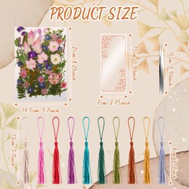 Faccito 162 Pcs Dried Flower Bookmark Making Kit Retro Craft DIY Transparent Bookmarks Laminating Pouches Handmade Pressed Dried Flower with Tassels Tweezers for School Classroom Book Lovers