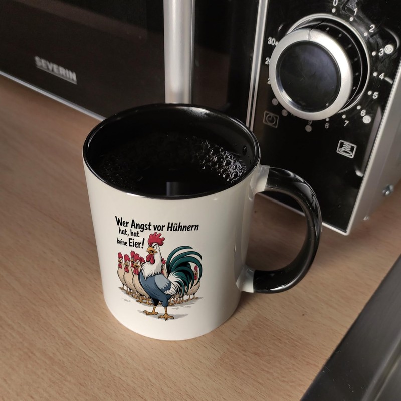 speecheese Wer Angst vor Hühnern hat, hat keine Eier! Kaffeebecher