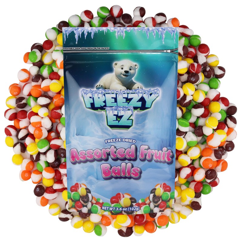 Freeze Dried Assorted Fruit Balls Candy 3.6 oz (Pack of
