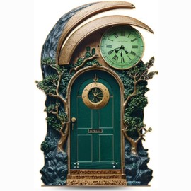 Fairy Door Wall Sticker 3D Fantasy Magic Decal with Clock for Kids Room, Nursery, or Playroom, Removable Vinyl Art, Easy Peel & Stick Enchanted Door Decor for Home Wall Decorations