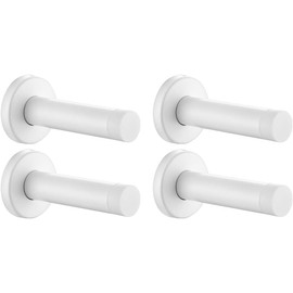 4 Pack White Door Stopper, 304 Stainless Steel Wall Mounted Sound Dampening Door Stop Bumper, 