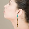 Rectangle Turquoise Dangle Earrings for Women Girls Gold Plated Long