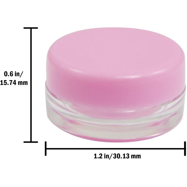 Houseables 3 Gram Jar, 3 ML, Pink, 50 Pk, BPA Free, Cosmetic Sample Empty Container, Plastic, Round Pot, Screw Cap Lid, Small Tiny 3g Bottle, for Make Up, Eye Shadow, Nails, Powder, Paint, Jewelry