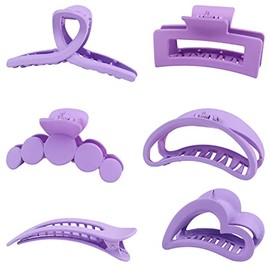 Purple Hair Claw Clips, Light Lightweight Strong Hold Nonslip Matte Claw Hair Clips for Thick Hair & Thin Hair & Curly Hair, 90's Vintage Jaw Clips fo