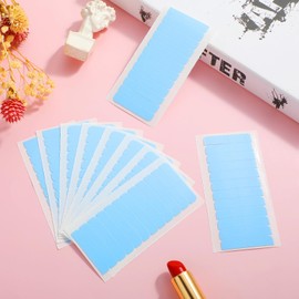 Mabor 120Pcs Tape for Hair Extensions, 1.58 x 0.32 Inch Double Sided Blue Adhesive Human Hair Tape for Replacement, Wig Beauty Tools