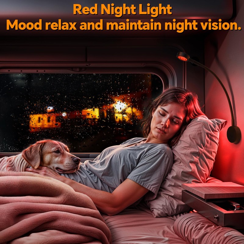 Obeaming Campervan LED Reading Light 12V Flexible Spot Inbuilt Dimmer