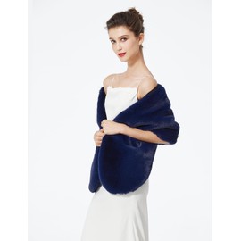 BEAUTELICATE Women's Faux Fur Shawl Winter Wedding Stoles Wrap for Bridal Evening Party