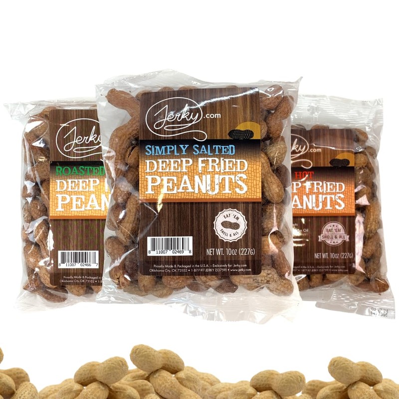 Jerky.com Deep Fried Peanuts in Shell Sampler 3 Pack -