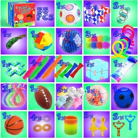 Sensory Toys Set 55 Pack, Stress Relief Fidget Hand Toys for Adults and Kids, Sensory Fidget and Squeeze Widget for Relaxing Therapy - Perfect for ADHD Add Anxiety Autism
