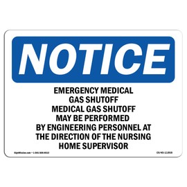 OSHA Notice Signs - Emergency Medical Gas Shutoff Medical Gas | Vinyl Label Decal | Protect Your Business, Work Site, Warehouse | Made in The USA