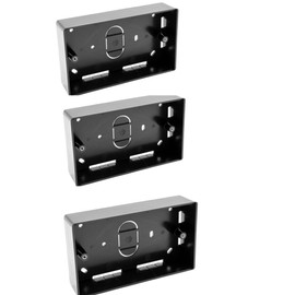 Surface Mounted Electrical pattress Box, Double Installation, Black 2 Gang (3 PACK)