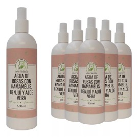 Productos Mart Mexico Agua De Rosas, Hamamelis, Benjuí Y Áloe Vera (500ml) 6pack