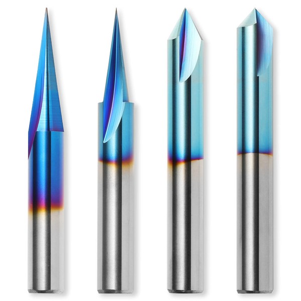 Genmitsu CNC Wood Carving Router Bits Set, 1/4'' Shank, 4