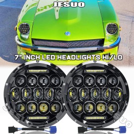 JESUO PAIR 7" inch Round LED Headlights High/Low Beam For Datsun 240Z/260Z/280Z