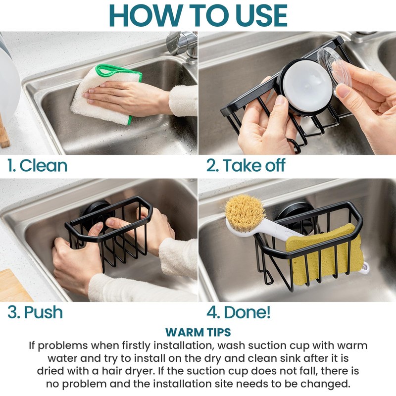 TAILI Sponge Holder with Strong Suction Cup, Dish Sponge Caddy