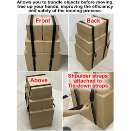 Shoulder Moving Straps with Cargo Tie Down Straps, Move, Lift, Carry, Lashing and Secure Straps for Safe and Efficient Moving of Heavy Objects, Furniture, and Appliances - 2 Person
