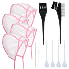 Bewudy 12 Pcs 4 Sets of Highlighting Caps with Hooks, Hair Coloring Frosting Dye Kit for Salon Hairdressing (Pink)