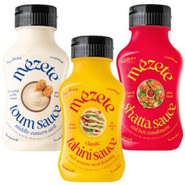Mezete Traditional Middle Eastern Sauce Bundle | Vegan Dips and Spreads | Free from Preservatives | Non-GMO | Great for Wings, Chicken, Beef, Seafood & Noodles | Variety Pack of 3