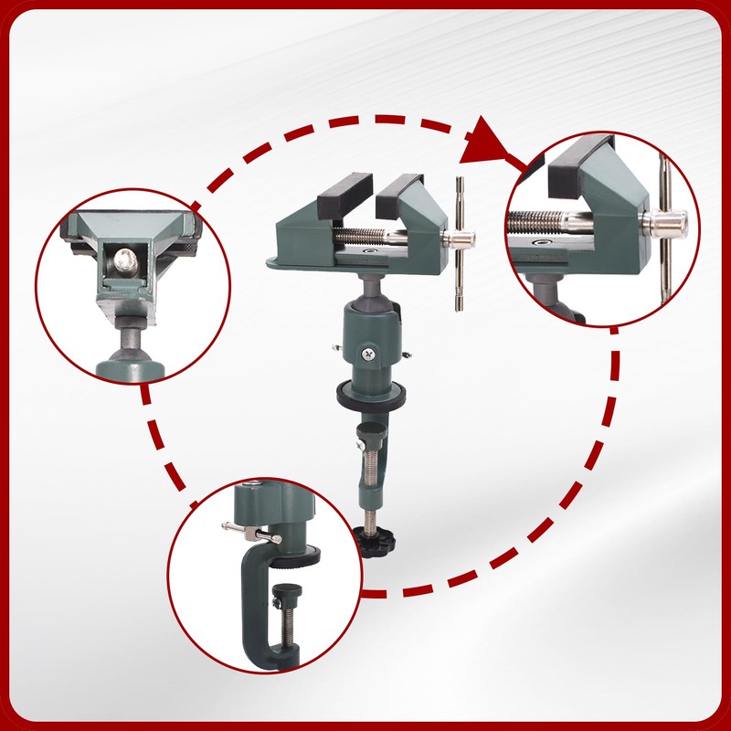 findmall Universal Table Vise 3" Aluminum Swivel Bench Vise 360