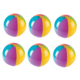 Fun Express - Bright Beach Ball (6pc/st) for Summer - Toys - Inflates - Beach Balls - Summer - 6 Pieces