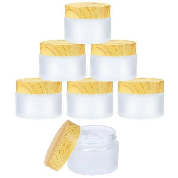 Molain Glass Cosmetic Containers, 6 Pack 50ml Cosmetic Jars with