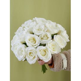 PARTY JOY 20PCS Artificial Flowers, Silk Flower Realistic Roses Bouquet Long Stem Fake Flower for Home Decor Wedding Decoration