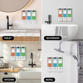 KOYFOYO Shampoo and Conditioner Dispenser, Shower Dispenser 3 Chamber No Drill, Shampoo Dispenser for Shower, Wall Mounted Soap Dispenser Bathroom Hotel (3 * 10oz White)