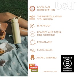 BOTL – Epic Stainless Steel Water Bottle, Leakproof Straw Lid, Insulated Bottle for Hot & Cold Drinks, 21oz 700ml sports cap with internal straw - Banana Yellow