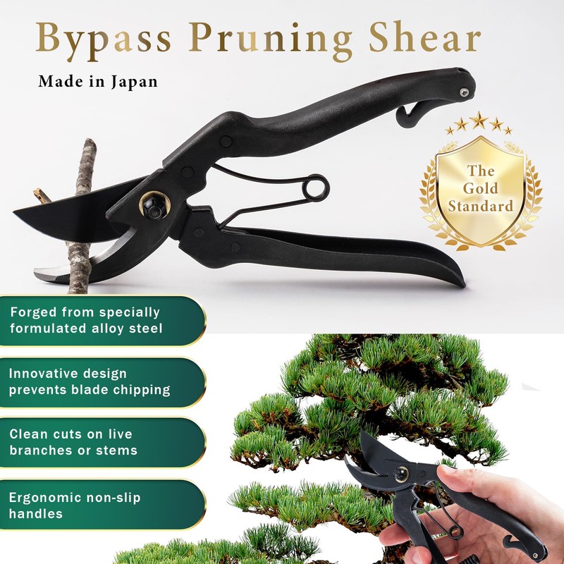 Wablade Japanese-Made Bypass Pruning Shears, Hand Pruner for Live Branches