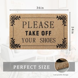 Outdoor Welcome Mat for Funny Outside Home Entry Mats Please Take Off You Shoes Entryway for Bedroom Shoe Scraper Non Slip Mats for Front Home Door Outside 24x36 in Brown