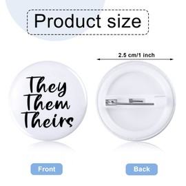 40 Pcs Pronoun Badges Pins 1 Inch Pronoun Pin Nonbinary Pin Gender Identity Pronoun Buttons round Pronoun Pinback Button Cute Pronouns Button Pin, Tinplate, no gemstone