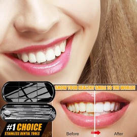 Best Dental Tools, 6 Pack Upgraded Professional Teeth Cleaning Tools Stainless Steel Dental Scaler Pick Hygiene Tools Set Plaque Remover Kit with Great Carrying Box