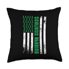 Scoliosis Gifts Women Back Surgery Designs Men Back Surgery Scoliosis Warrior Throw Pillow, 18x18, Multicolor