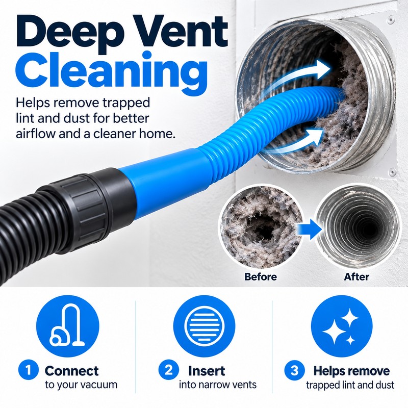 Dryer Vent Cleaner Hose Attachment for Home Maintenance – Flexible