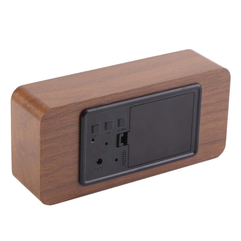 Alarm Clock Electronic Digital Wooden LED Large Display USB Alarm