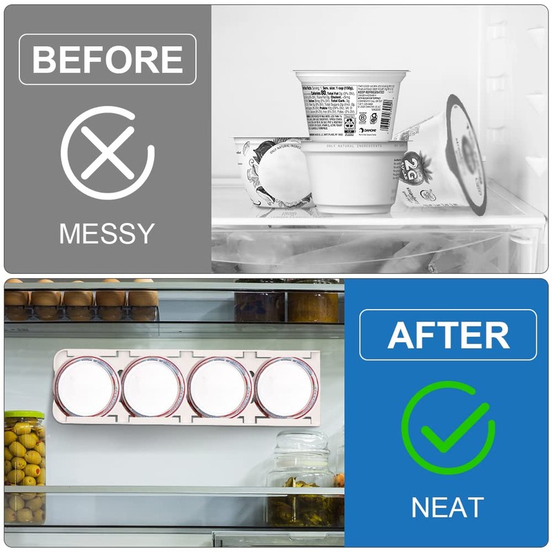 Sophico Yogurt Organizer for Fridge, 4 Capacity Yogurt Sliders for