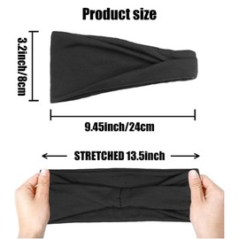 Xolixorium Workout Headband for Women 3 Pack - Non Slip Thick Yoga Headbands, Sweatproof Headband for Running, Cycling, HIIT & Pilates (Black)