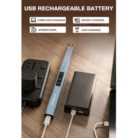 RAYONNER Rechargeable Electric Candle Lighter Windproof Plasma Arc Lighter for Deep Jars, BBQ Camping Flameless Fire Starter Christmas Stocking Stuffers Gift (Green&Blue Gradient+Sierra Blue)