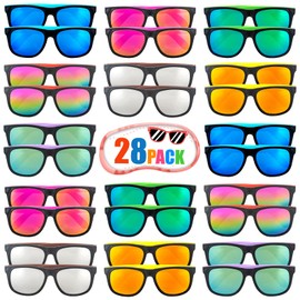 LianMan Toys Neon Party Sunglasses,28 Pack 7 Colors Party Glasses for Adults and Teens,80’s Retro Style Party Favors for Pool Party,Beach Party,Birthday Graduation Party,Outdoor party supplies