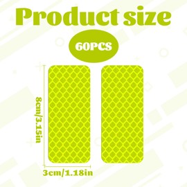 60PCS Reflective Stickers,High Visibility Reflective Strips,Fluorescent Yellow-Green Reflective Tape,Reflective Stickers for Clothing,Reflective Tape Waterproof for Cars,Bicycles,Motorcycles,Etc.