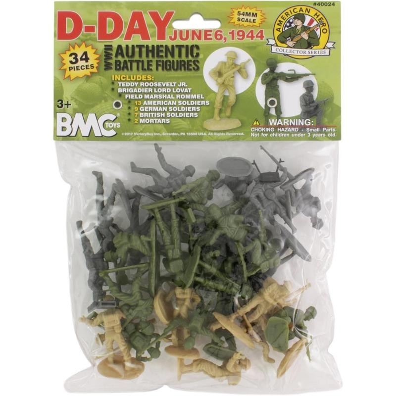 BMC WW2 D-Day Plastic Army Men - 34 American, British,