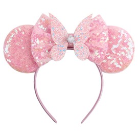 Mermaid Mouse Ears Bow Headbands, Glitter Hairbands Party Princess Decoration Cosplay Costume for Women Girls Kids