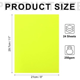 sourcing map Glow in The Dark Card 24 Sheets Blank Neon Card Stock 8"x11" 250gsm Fluorescent Blacklight Paper Printable for Party Dance Floor Ghost Supplies,Yellow
