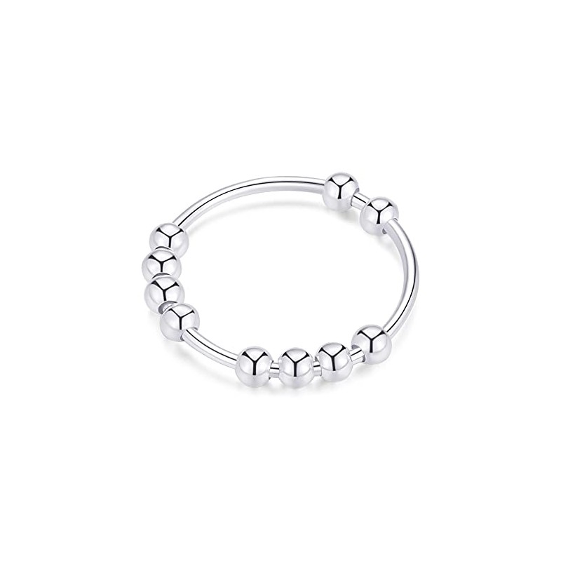 Jacruces 925 Sterling Silver Anxiety Ring for Women Men Fidget