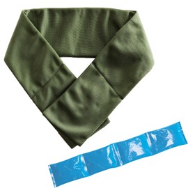 Mamoru-kun Neck Cooler with Ice Packs, Wide Type, Heatstroke Prevention, Cold Pack Set, Washable, For Sports Events, Farm Work, School Events, Children Use, Easy to Clean, Icing, Neck Wrap, Ice Pack, Sports, Outdoor Activities (Khaki)